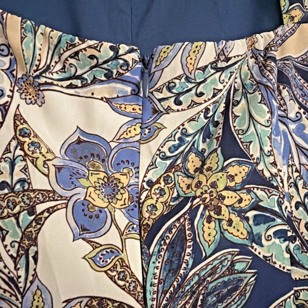 Vince Camuto Women's Sleeveless Printed High-Low-Hem Midi Dress Blue Multi 6 - Picture 13 of 14